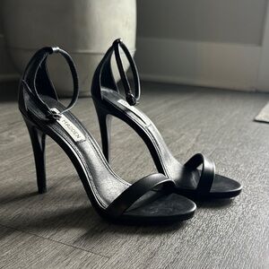 Steve Madden Sleek Black Ankle Strap Heels